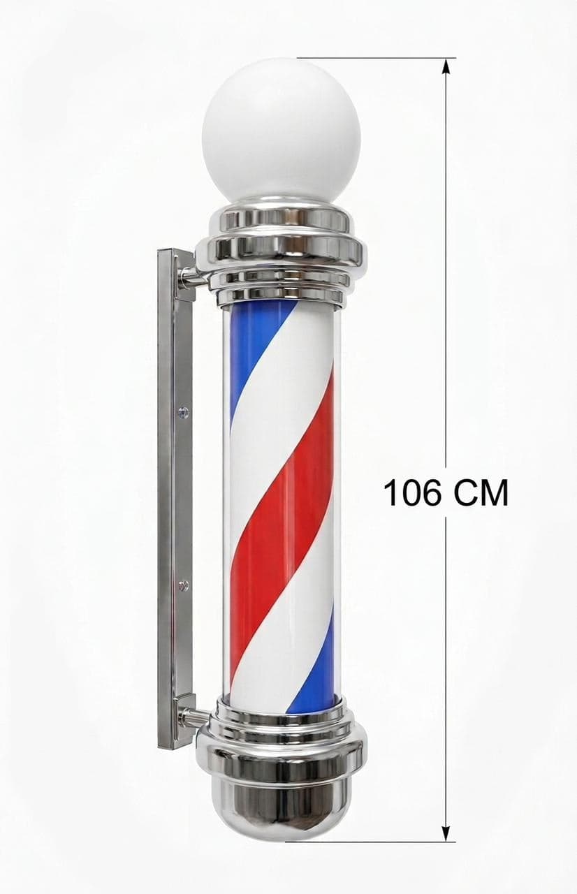 BARBER POLE 106CM SILVER
