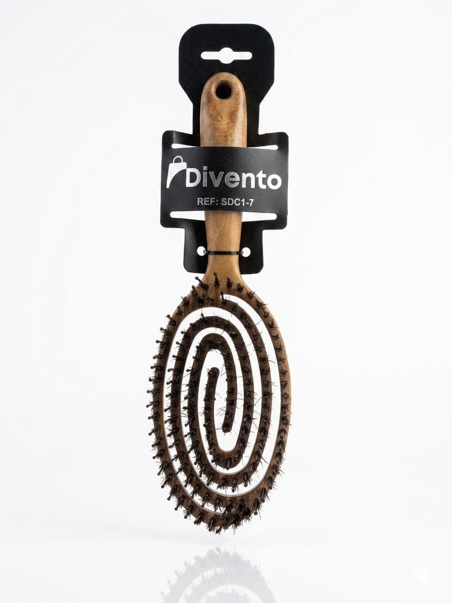BROSSE A CHEVEUX POILS DE SANGLIER SPIRALE OVALE BAMBOU
