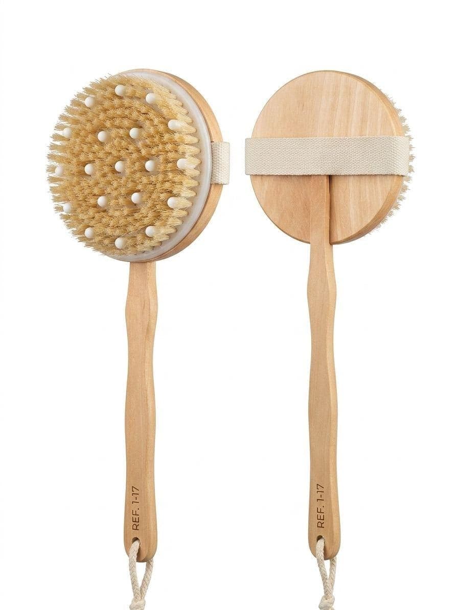 BROSSE DE CORPS EXFOLIANTE EN BOIS AVEC MANCHE AMOVIBLE