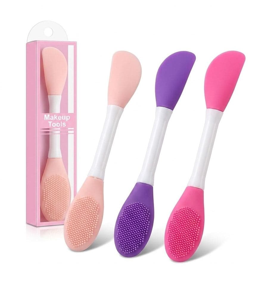 BROSSE DOUBLE EMBOUT EN SILICONE POUR MASQUE ET SOIN DU VISAGE