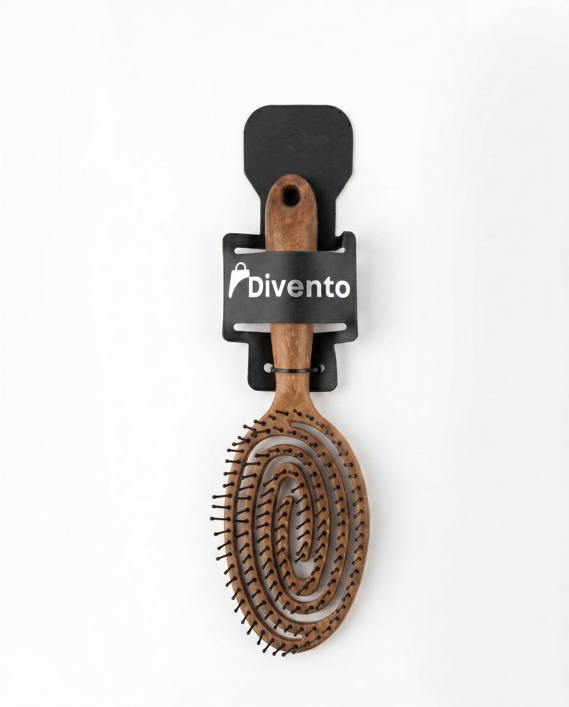 BROSSE OVALE DEMELANTE SPIRALE FLEXIBLE EN FINITION BOIS