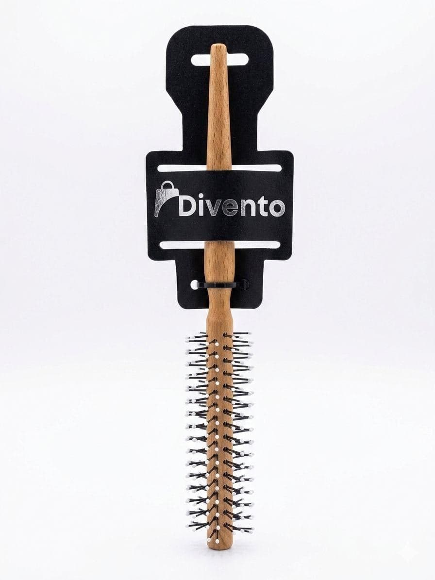 BROSSE RONDE PRO EN BOIS AVEC PICOTS EN NYLON PERLES