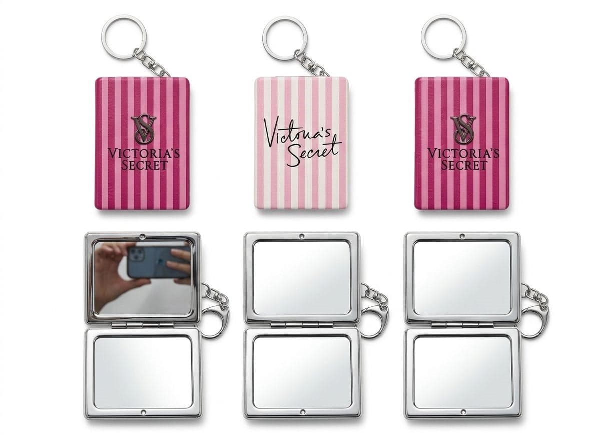 MIROIR DE POCHE RECTANGULAIRE DOUBLE PLIANT AVEC PORTE CLES VS