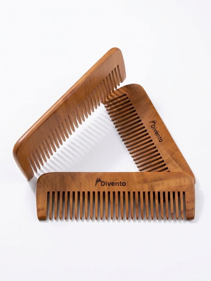 PEIGNE EN BOIS NATUREL A DENTS LARGES DEMELOIRS