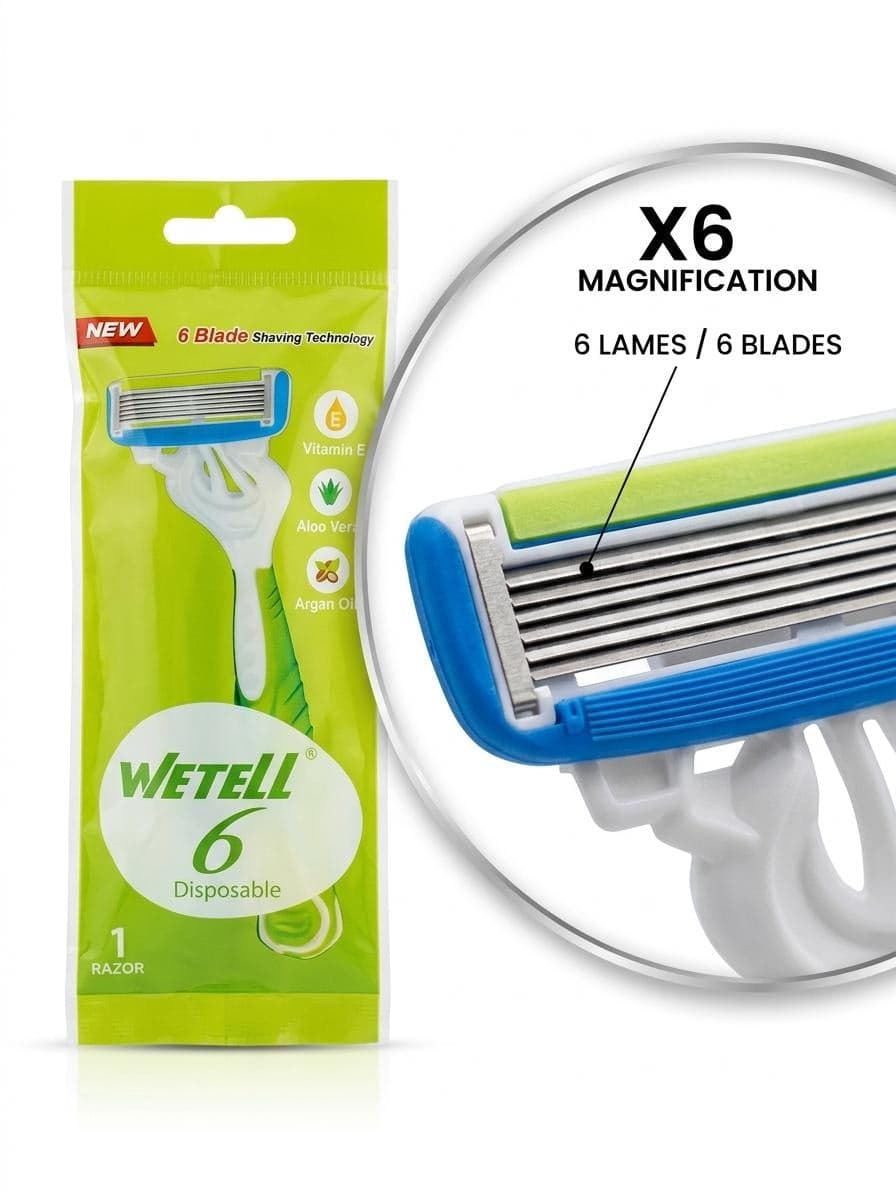 WETELL 6BLADES 1 RASOIR VITAMIN E+ALOE VERA+ARGAN OIL