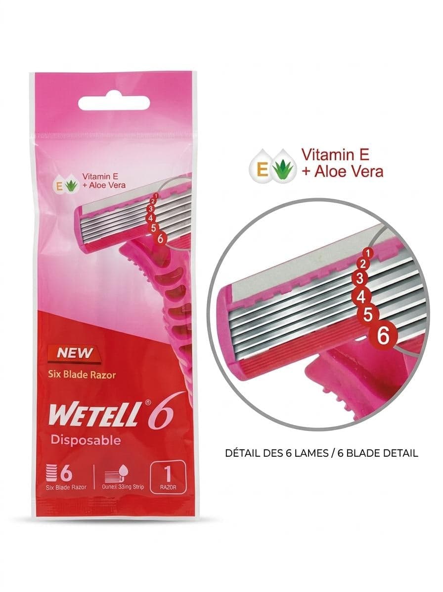 WETELL 6BLADES 1 RASOIR VITAMIN E+ALOE VERA